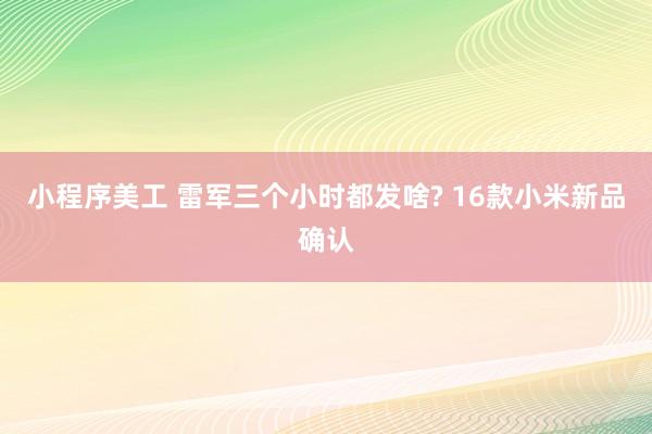 小程序美工 雷军三个小时都发啥? 16款小米新品确认